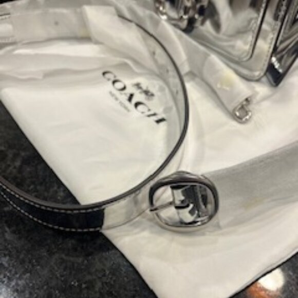 NWOT Authentic Coach Tabby Shoulder Bag 20 in Mirror Metallic Leather - Picture 8 of 11